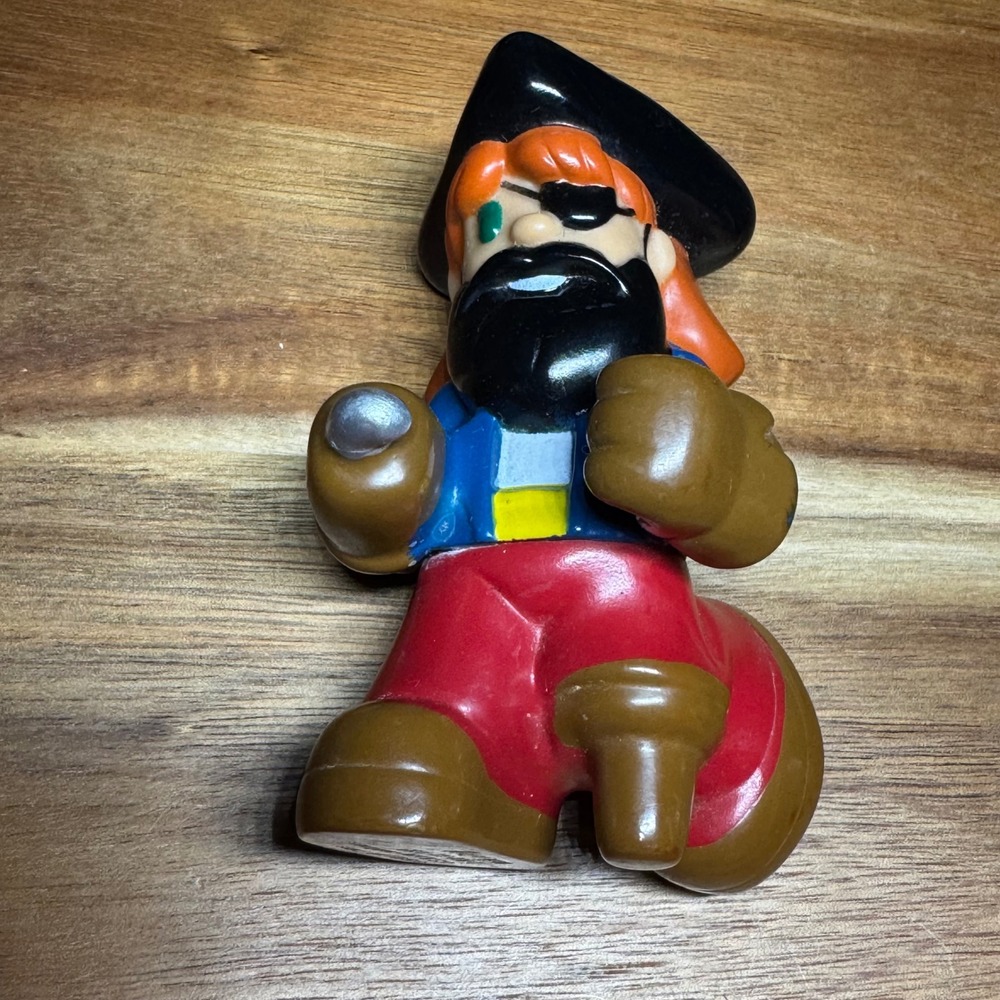 Little Tikes Pirate Figure Toy Red Hair Black Beard Peg Leg Eye Patch 3 inch